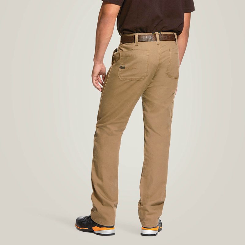 Field Khaki Ariat Rebar M4 Low Rise Durastretch Made Tough Double Front Stackable Straight Leg Pant | 53GUSRBIO