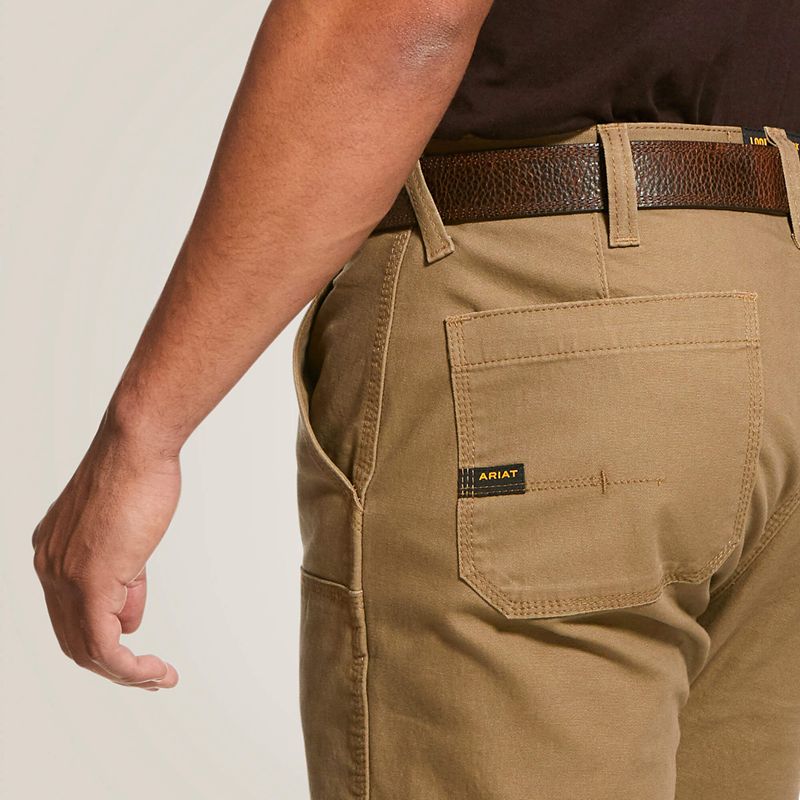 Field Khaki Ariat Rebar M4 Low Rise Durastretch Made Tough Double Front Stackable Straight Leg Pant | 53GUSRBIO