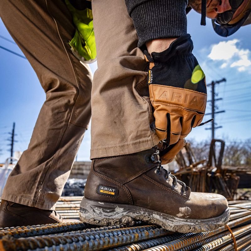 Field Khaki Ariat Rebar M4 Low Rise Durastretch Made Tough Double Front Stackable Straight Leg Pant | 53GUSRBIO