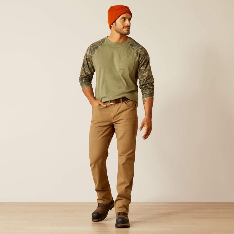 Field Khaki Ariat Rebar M5 Straight Durastretch Made Tough Straight Pant | 29EGWVXFO