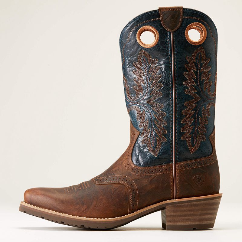 Fiery Brown Crunch Ariat Hybrid Roughstock Square Toe Cowboy Boot | 25LIXPNBW