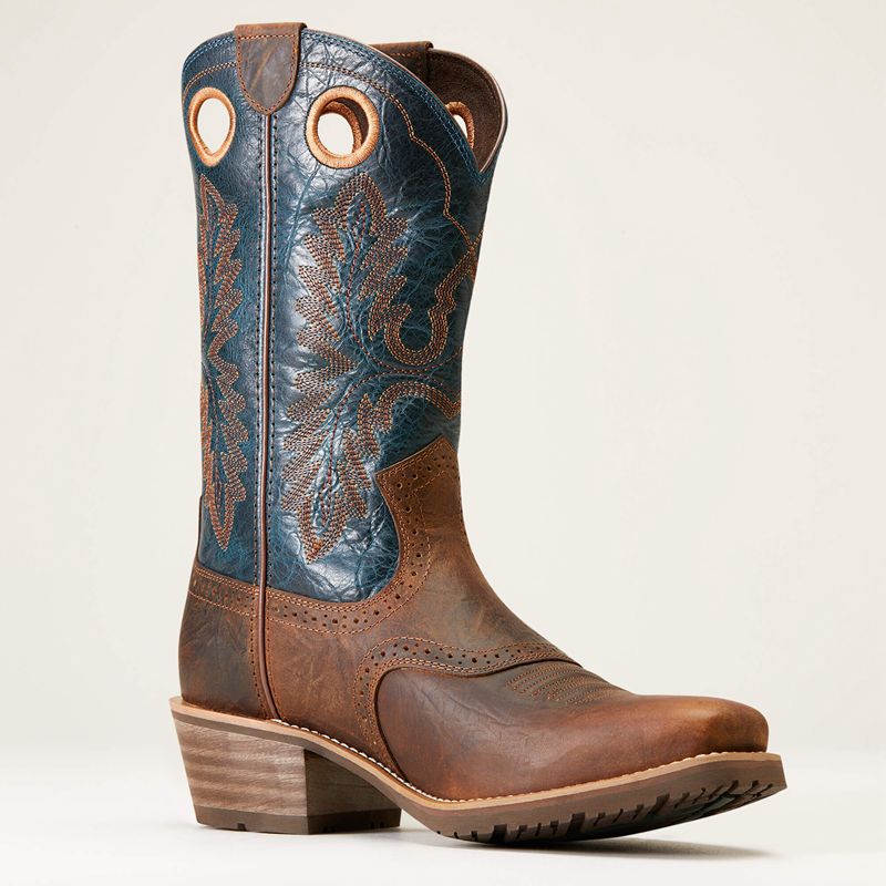 Fiery Brown Crunch Ariat Hybrid Roughstock Square Toe Cowboy Boot | 25LIXPNBW