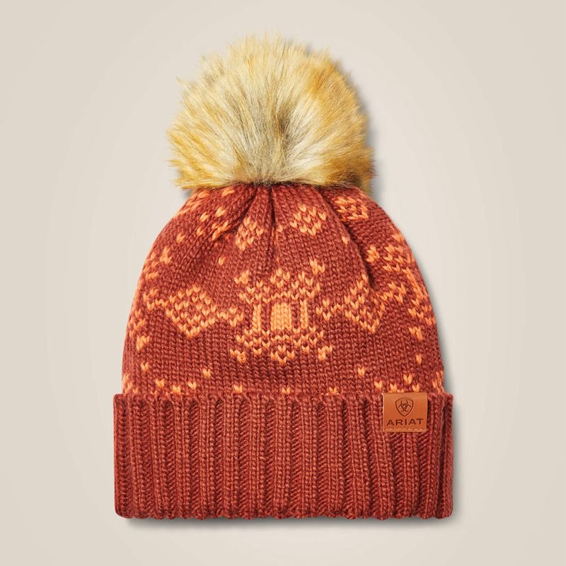 Fired/Burnt Brick Ariat Patrona Beanie | 92UJLQNOK