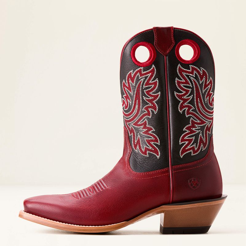 Flame Red/Raven Black Ariat Bronc Stomper Cowboy Boot | 02YMUALZD