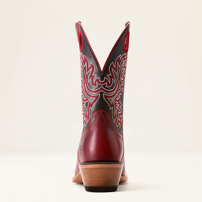 Flame Red/Raven Black Ariat Bronc Stomper Cowboy Boot | 02YMUALZD