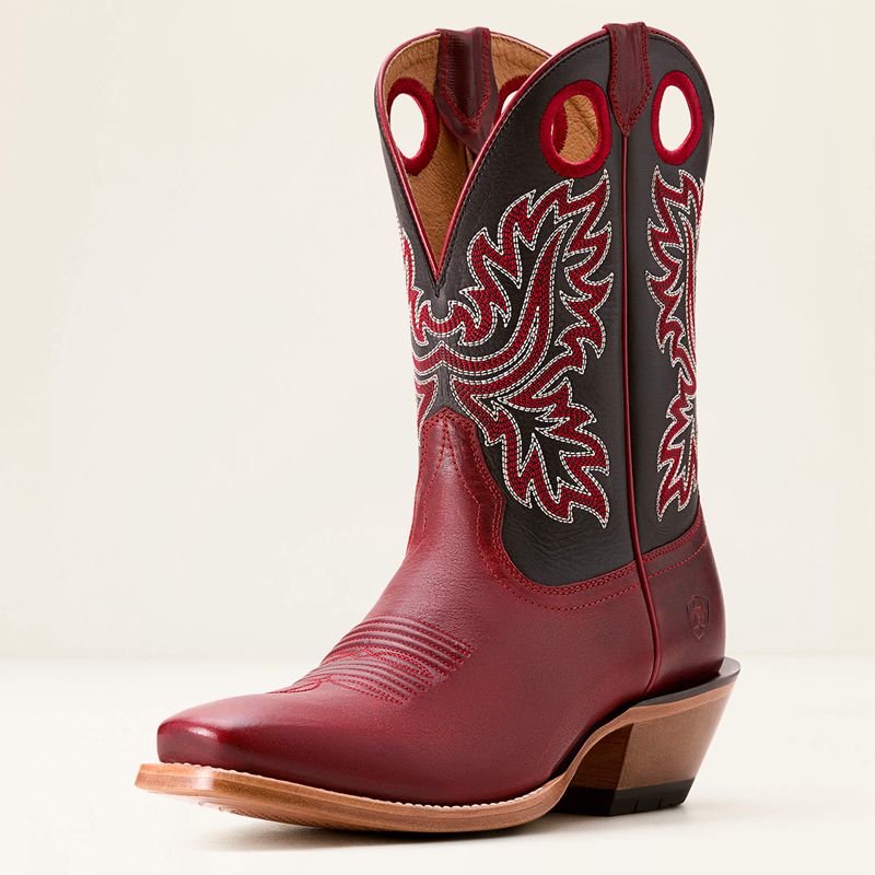 Flame Red/Raven Black Ariat Bronc Stomper Cowboy Boot | 02YMUALZD