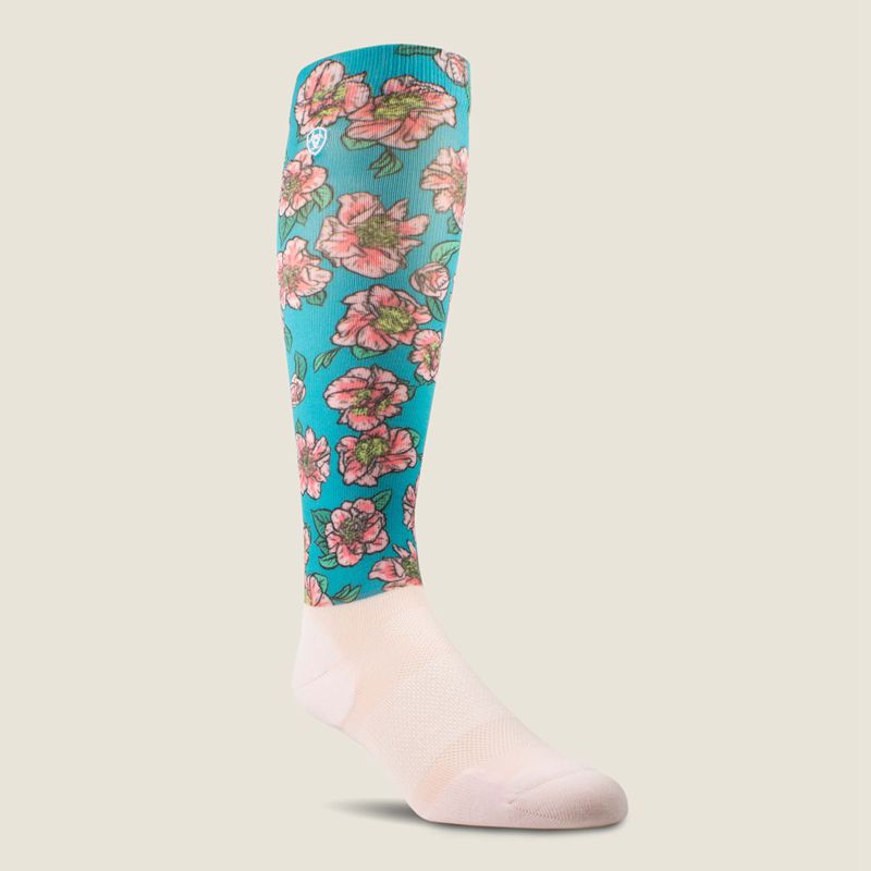 Floral Ceramic Ariat Tek Slim Printed Socks | 52QAXFKEN