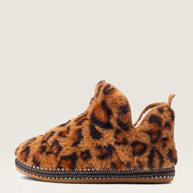 Fuzzy Leopard Print Ariat Bootie Slipper | 70SQUBFRW