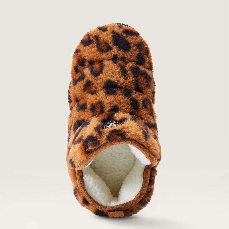 Fuzzy Leopard Print Ariat Bootie Slipper | 70SQUBFRW