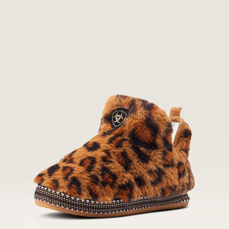 Fuzzy Leopard Print Ariat Bootie Slipper | 70SQUBFRW