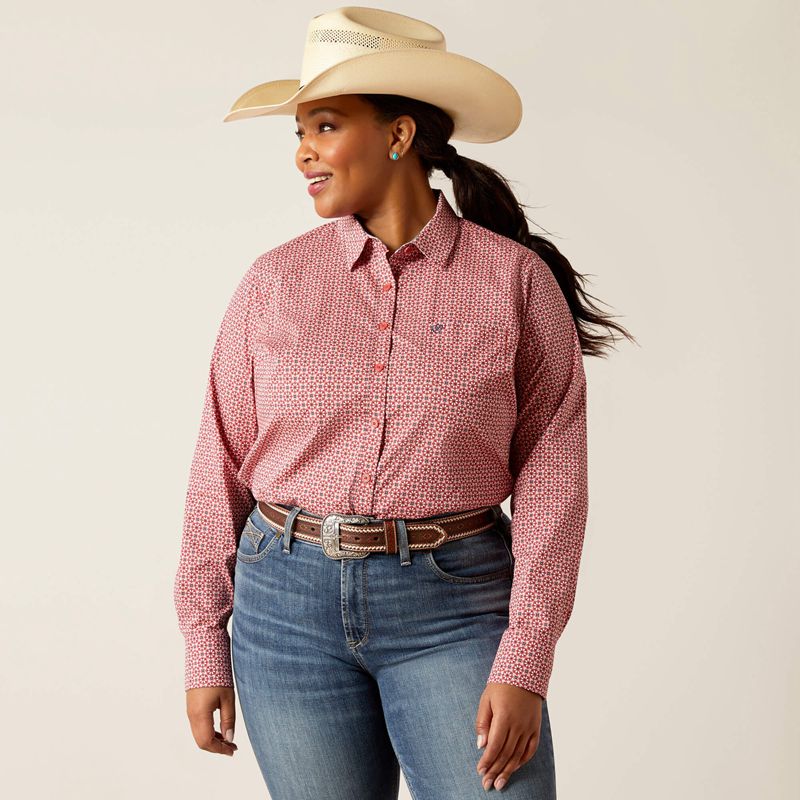 Garnet Rose Geo Ariat Kirby Stretch Shirt | 68HUVKOIB