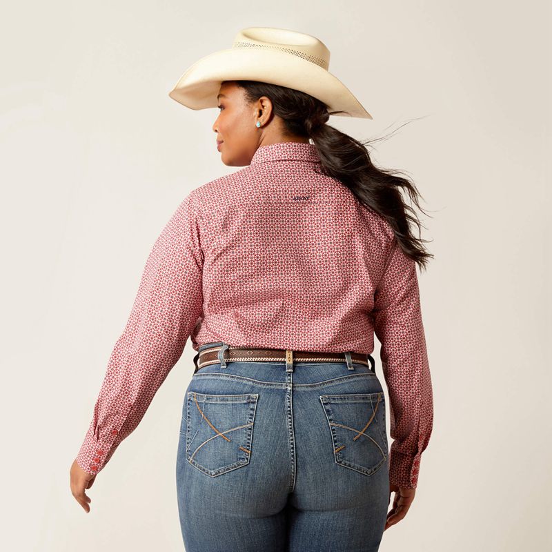 Garnet Rose Geo Ariat Kirby Stretch Shirt | 68HUVKOIB