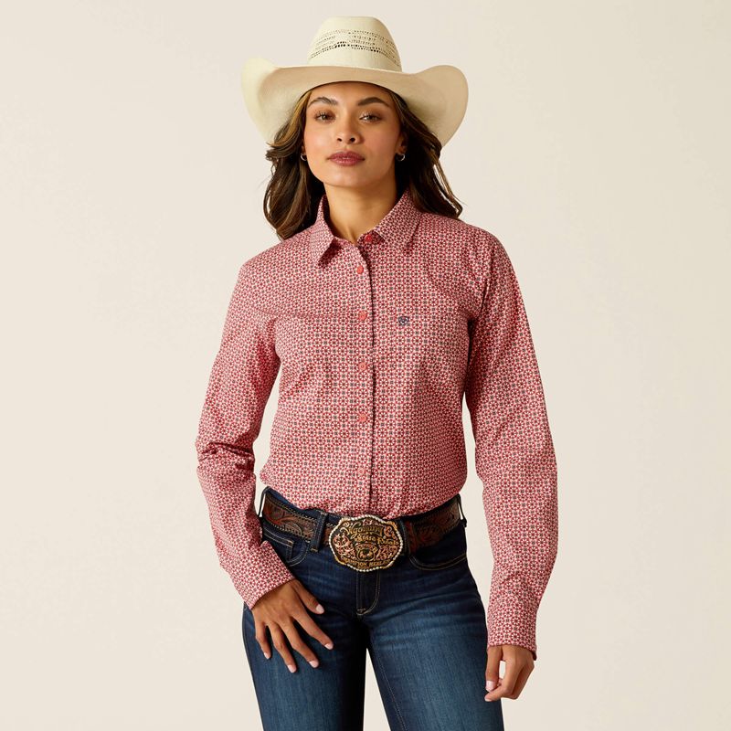 Garnet Rose Geo Ariat Kirby Stretch Shirt | 68HUVKOIB