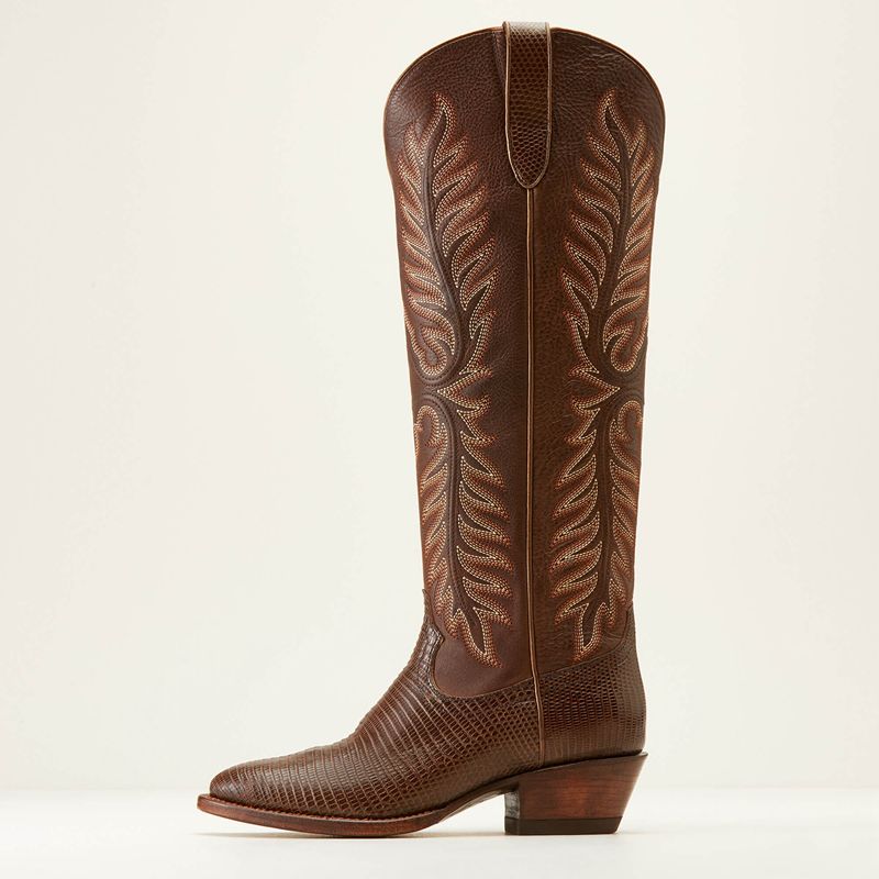 Gilded Ring Lizard/Velvet Chocolate Ariat Sterling Margot Stretchfit Western Boot | 59AGJZDHR