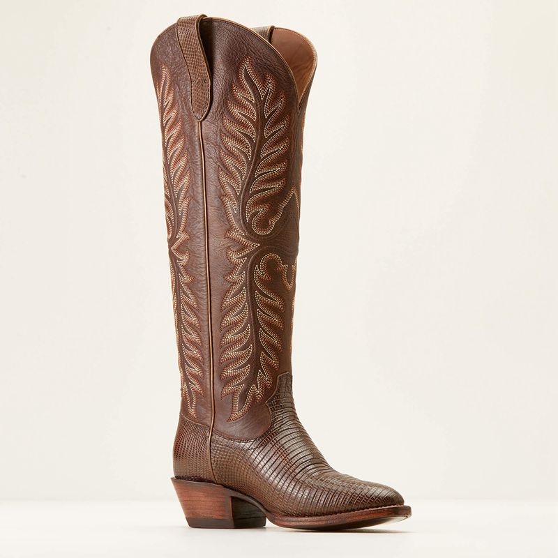 Gilded Ring Lizard/Velvet Chocolate Ariat Sterling Margot Stretchfit Western Boot | 59AGJZDHR