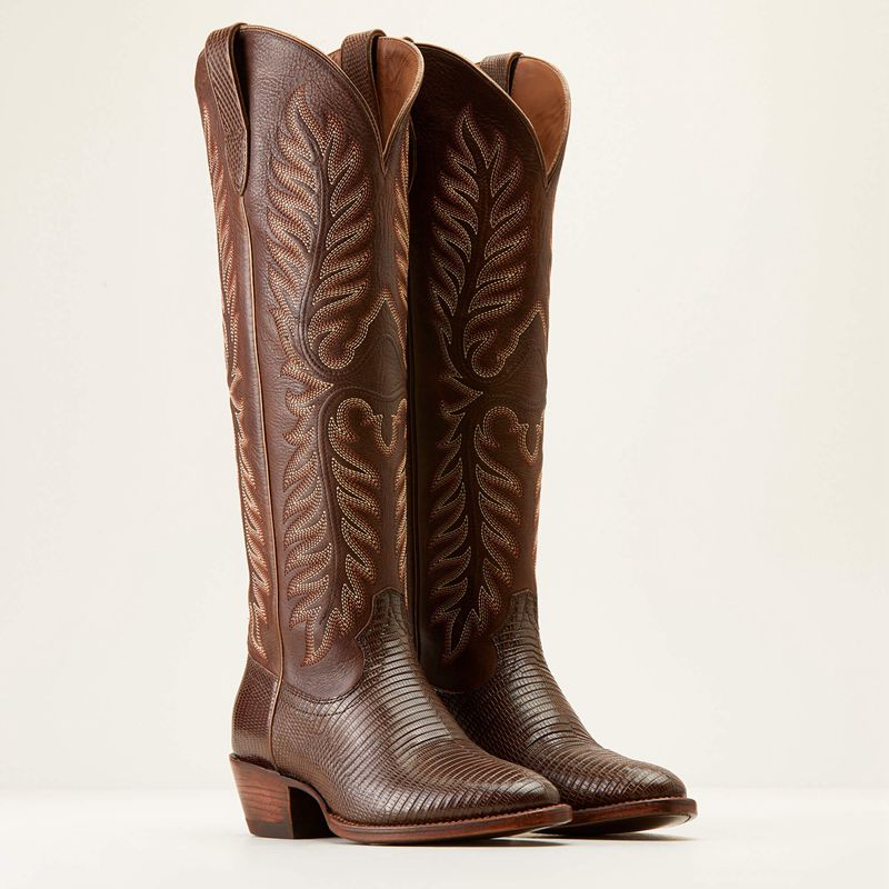 Gilded Ring Lizard/Velvet Chocolate Ariat Sterling Margot Stretchfit Western Boot | 59AGJZDHR