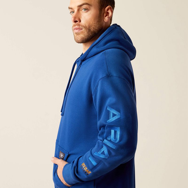 Glacier Blue/Imperial Blue Ariat Rebar Graphic Hoodie | 98IHUEXDR