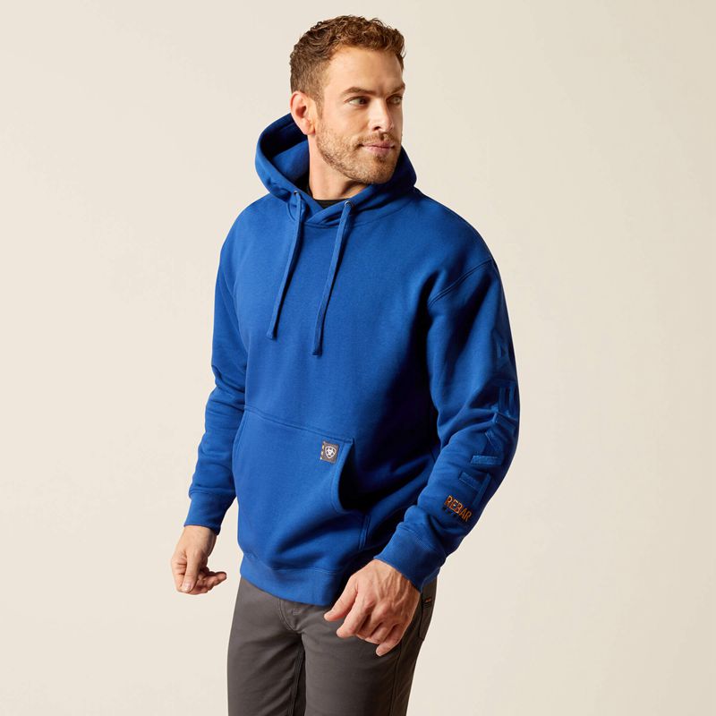 Glacier Blue/Imperial Blue Ariat Rebar Graphic Hoodie | 98IHUEXDR