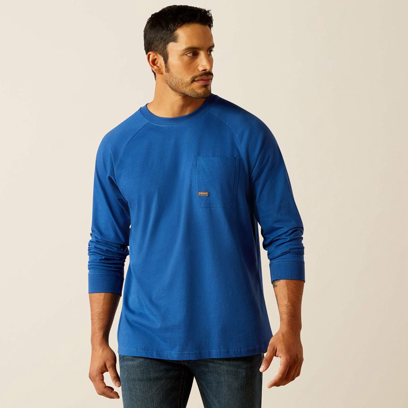 Glacier Blue Ariat Rebar Cotton Strong Roughneck T-Shirt | 04YDSRVPG