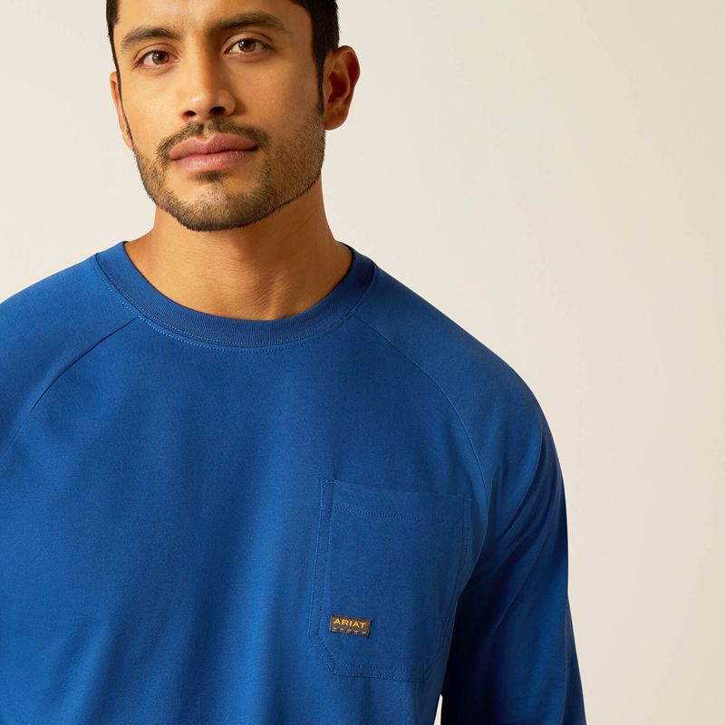 Glacier Blue Ariat Rebar Cotton Strong Roughneck T-Shirt | 04YDSRVPG