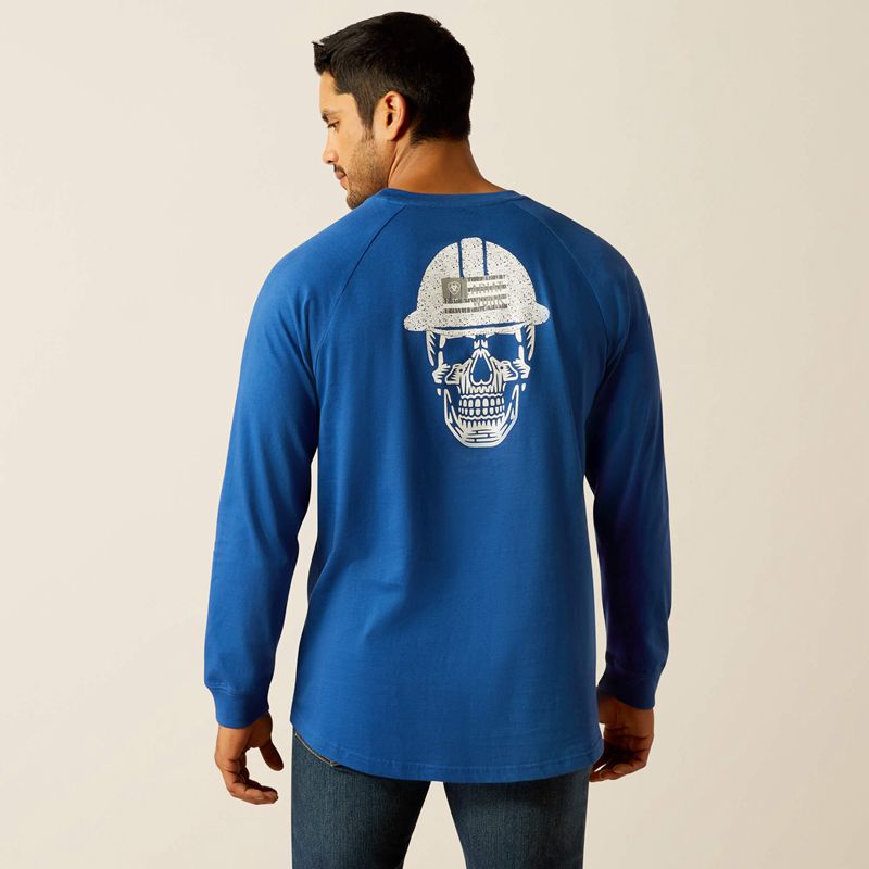 Glacier Blue Ariat Rebar Cotton Strong Roughneck T-Shirt | 04YDSRVPG