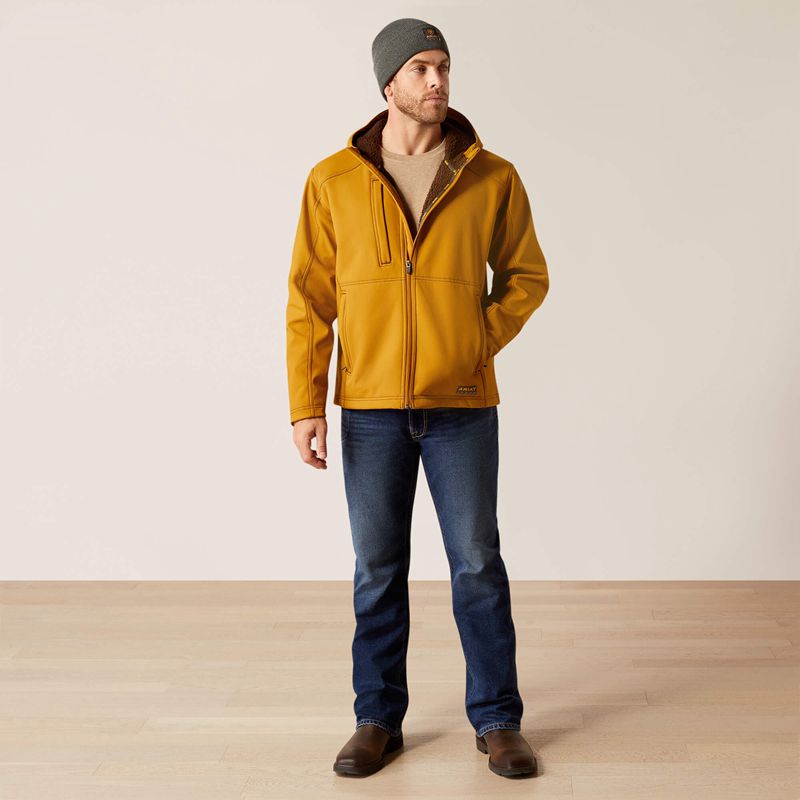 Golden Brown Ariat Rebar Sherpa Stretch Canvas Softshell Jacket | 29BOJLXFY