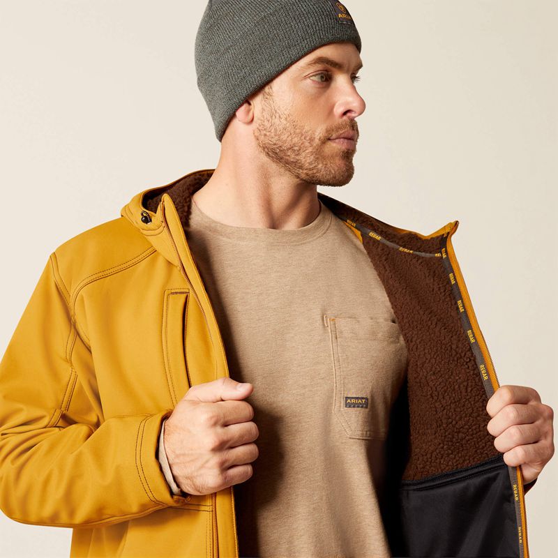 Golden Brown Ariat Rebar Sherpa Stretch Canvas Softshell Jacket | 29BOJLXFY