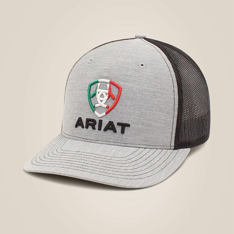 Gray Ariat Mexico Flag Shield Cap | 35ZPLYKDV