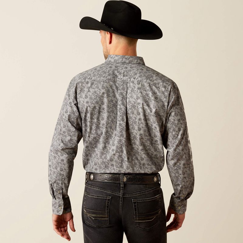 Grey/Light Grey Ariat Team Kendall Classic Fit Shirt | 63LSEHWJT