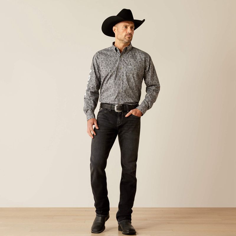 Grey/Light Grey Ariat Team Kendall Classic Fit Shirt | 63LSEHWJT