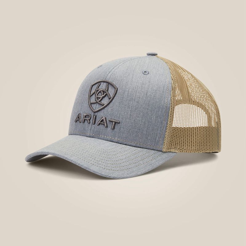 Grey/Tan Ariat Stacked Logo Cap | 92GUCTVYL