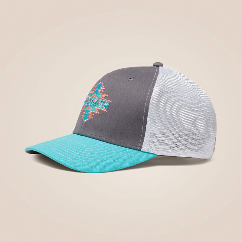 Grey Ariat Aztec Logo Snapback Cap | 75LTZIUOY