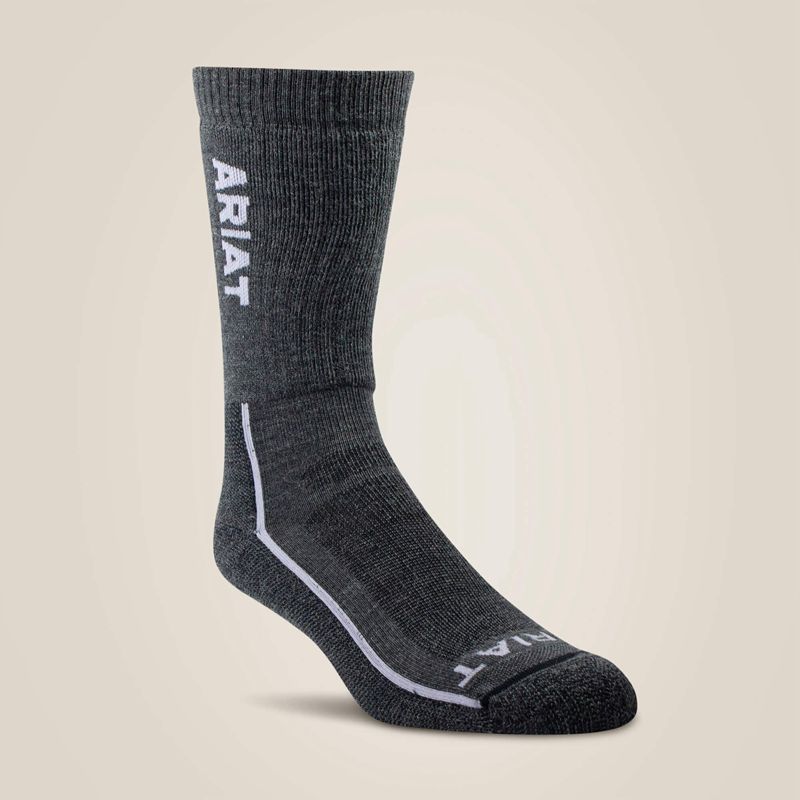 Grey Ariat Heavyweight Merino Wool Steel Toe Performance Work Sock | 21QCDNPJM