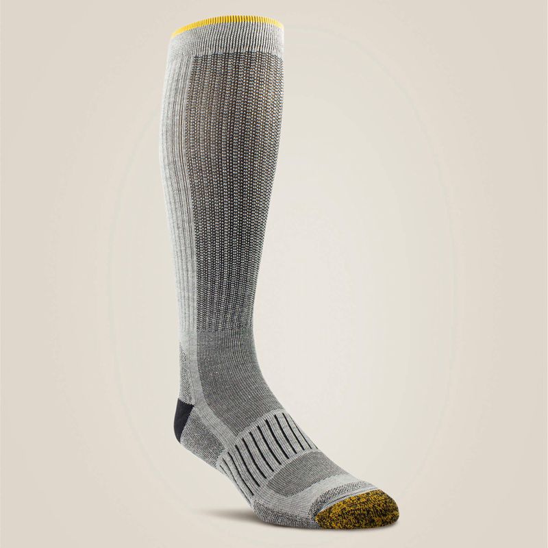 Grey Ariat High Performance Mid Calf Tek Work Sock 2 Pair Pack | 28ALPROFY