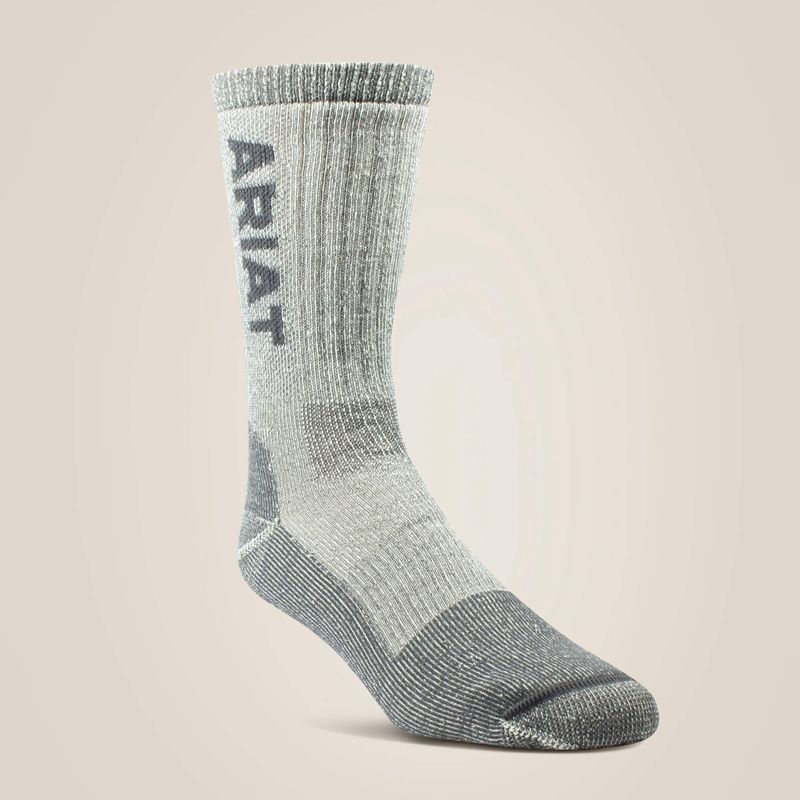 Grey Ariat Midweight Merino Wool Blend Steel Toe Work Sock | 61XYMFPNC