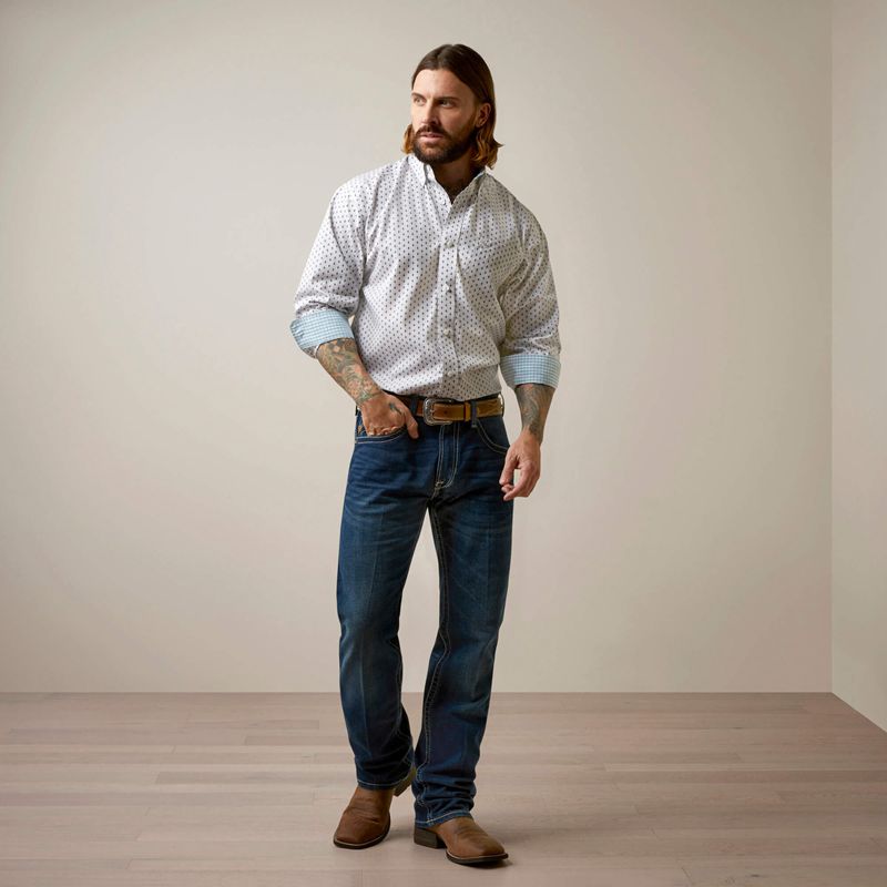 Grey Ariat Wrinkle Free Coleman Classic Fit Shirt | 29NEJCFHW