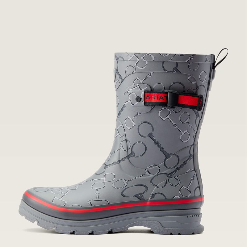 Grey Bit Print Ariat Kelmarsh Mid Rubber Boot | 19TFIVUWJ