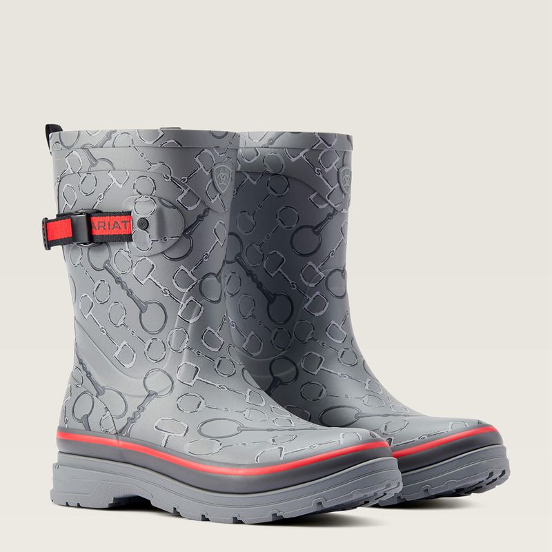 Grey Bit Print Ariat Kelmarsh Mid Rubber Boot | 19TFIVUWJ