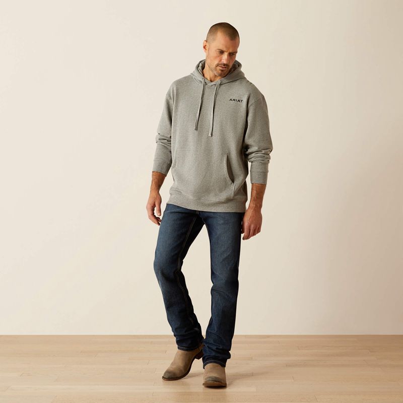 Grey Heather Ariat Bold Hex Hoodie | 67MSJGFEZ