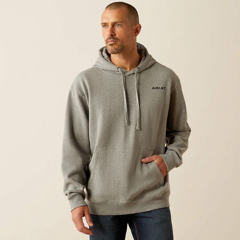 Grey Heather Ariat Bold Hex Hoodie | 67MSJGFEZ