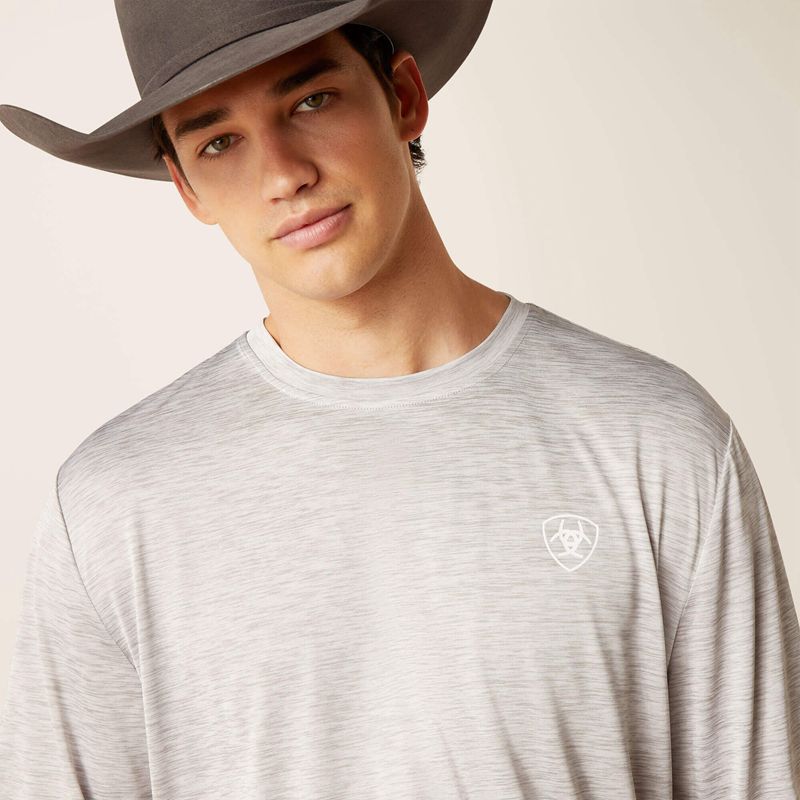 Grey Heather Ariat Charger Woodgrain Shield T-Shirt | 41DPZJABR