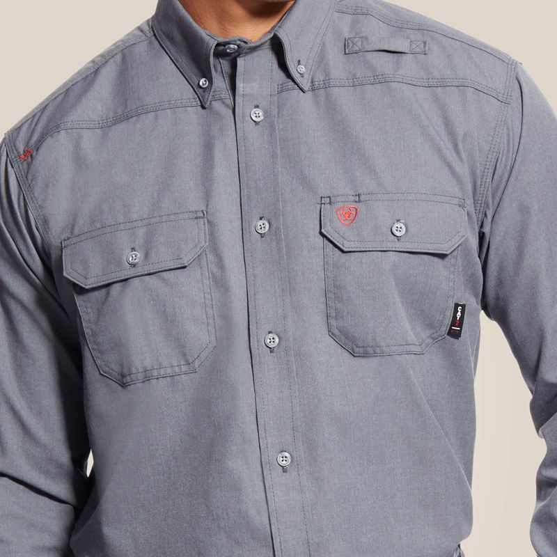 Gunmetal Ariat Fr Featherlight Work Shirt | 59DJTKQEL