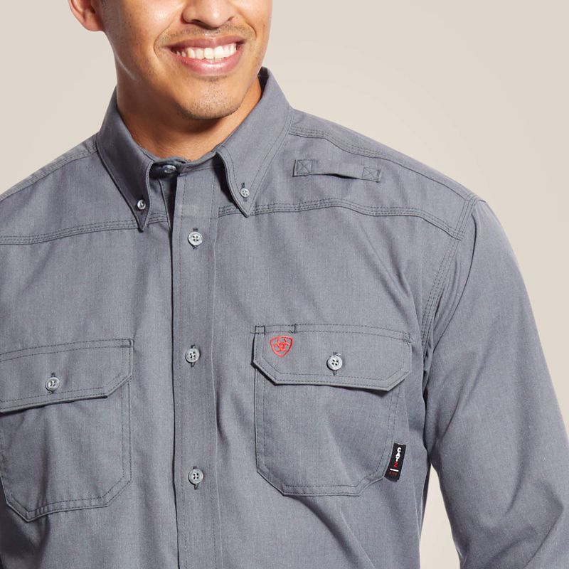 Gunmetal Ariat Fr Featherlight Work Shirt | 59DJTKQEL