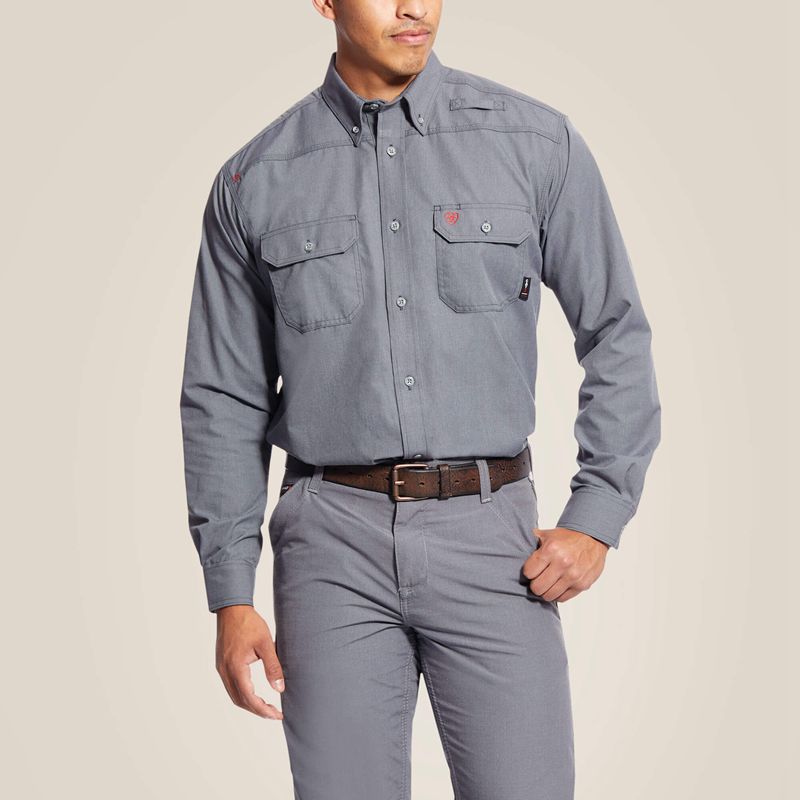 Gunmetal Ariat Fr Featherlight Work Shirt | 59DJTKQEL