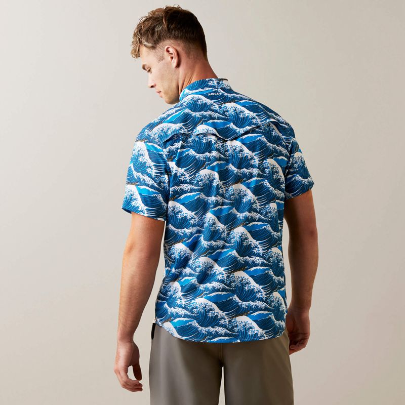 Hawaiian Ocean Ariat Venttek Western Aloha Fitted Shirt | 01ZAUMDVF