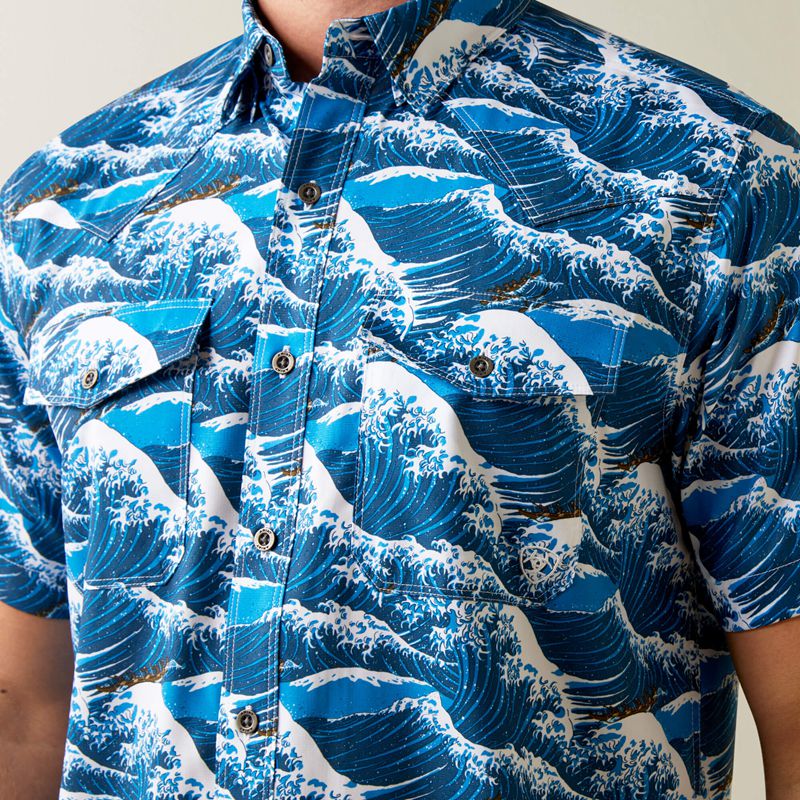 Hawaiian Ocean Ariat Venttek Western Aloha Fitted Shirt | 01ZAUMDVF