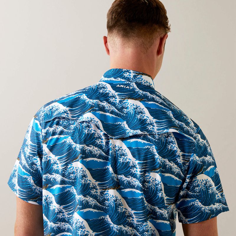 Hawaiian Ocean Ariat Venttek Western Aloha Fitted Shirt | 01ZAUMDVF