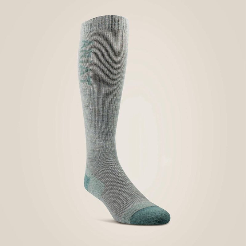 Heather Grey/Arctic Ariat Tek Thaw Merino Socks | 59ZURXNES