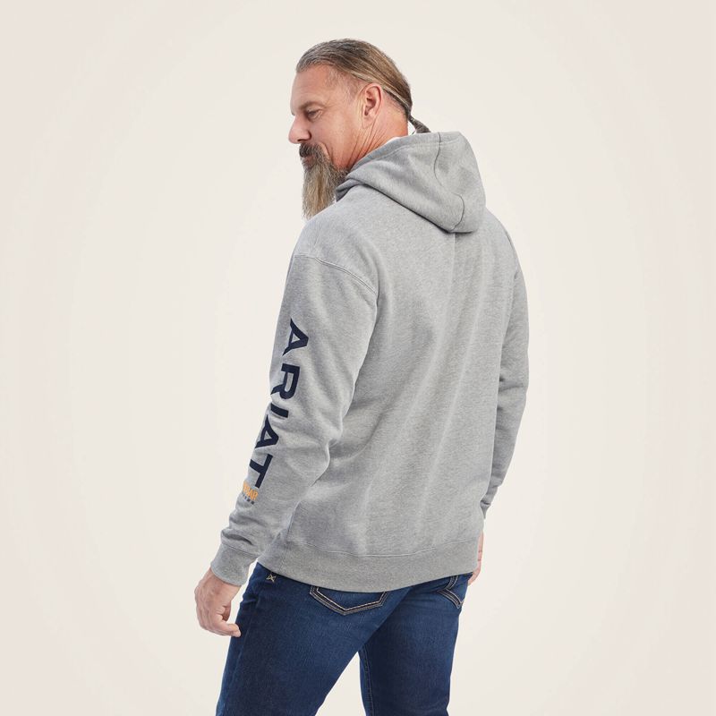 Heather Grey/Deep Ultramarine Ariat Rebar Graphic Hoodie | 82PCEQIDG