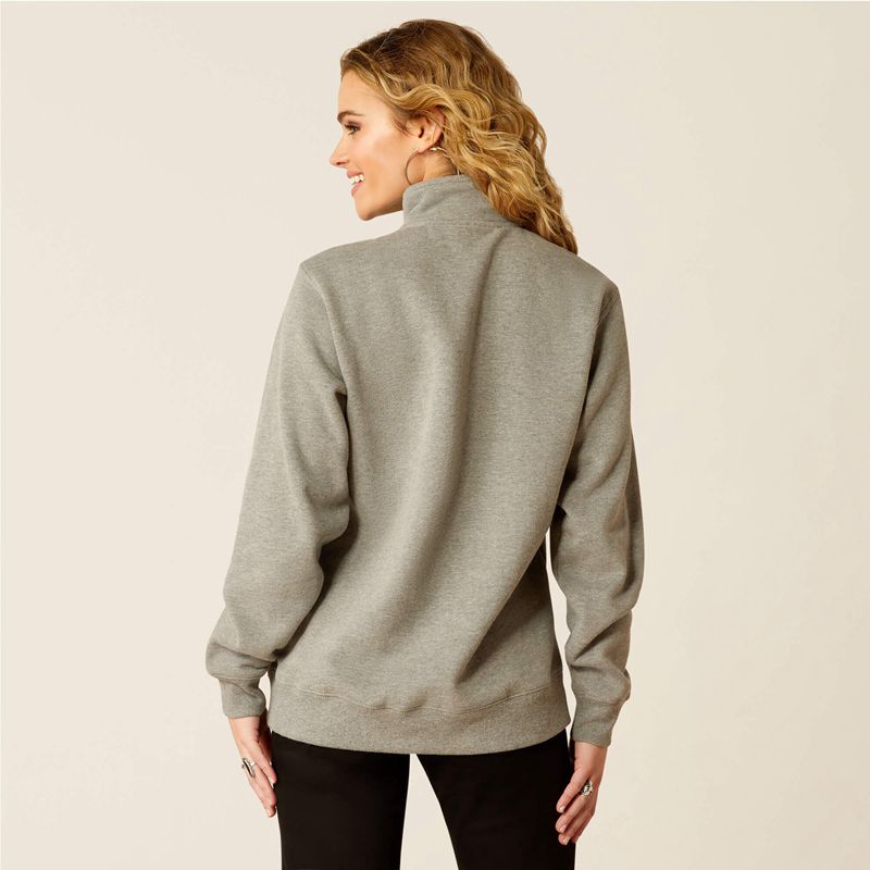 Heather Grey Ariat 1/2 Zip Sweatshirt | 61VJDWYIE